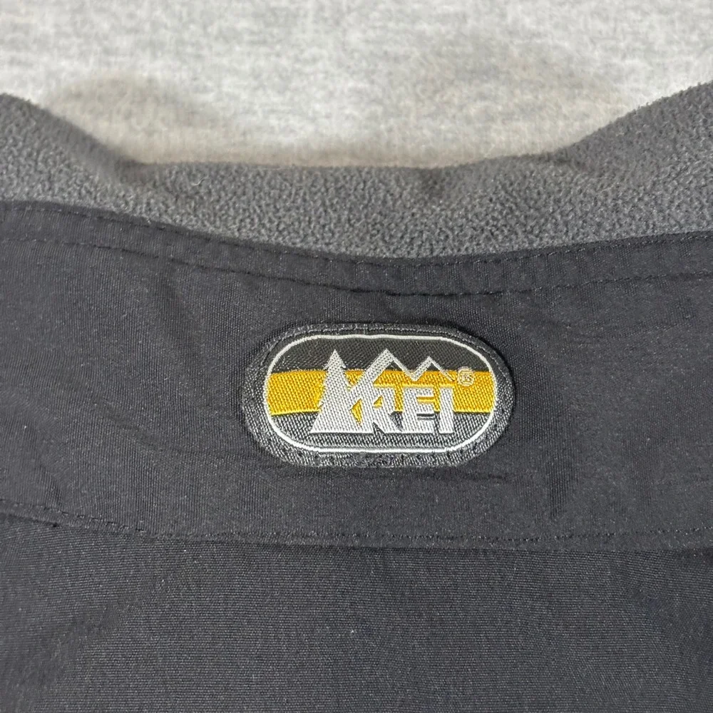 REI Mens Full Zip Fleece Vest Black Gray Colorblock Outdoor Hiking Small